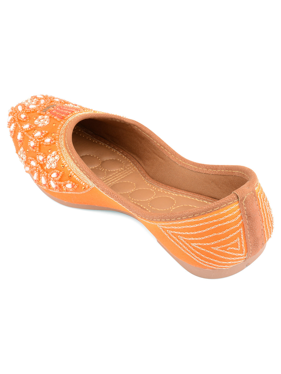 Desi Colour Women Indian Ethnic Footwear-Party Wear Orange Pearl