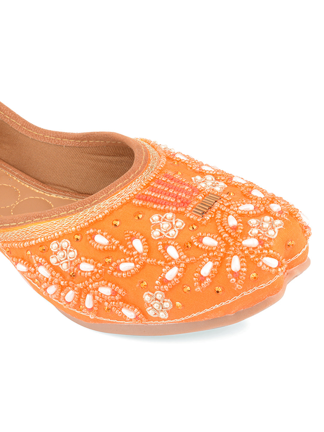 Desi Colour Women Indian Ethnic Footwear-Party Wear Orange Pearl