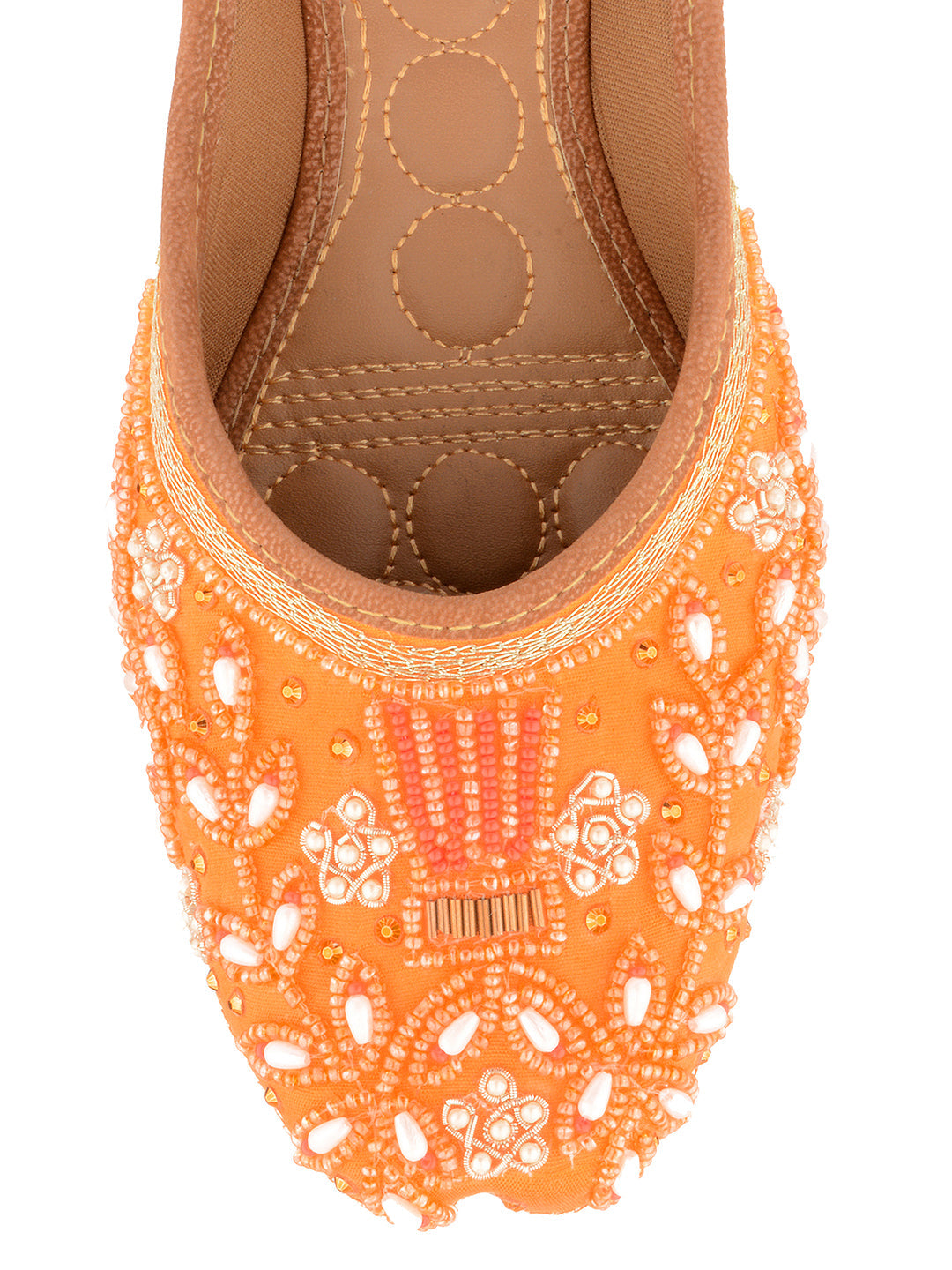 Desi Colour Women Indian Ethnic Footwear-Party Wear Orange Pearl