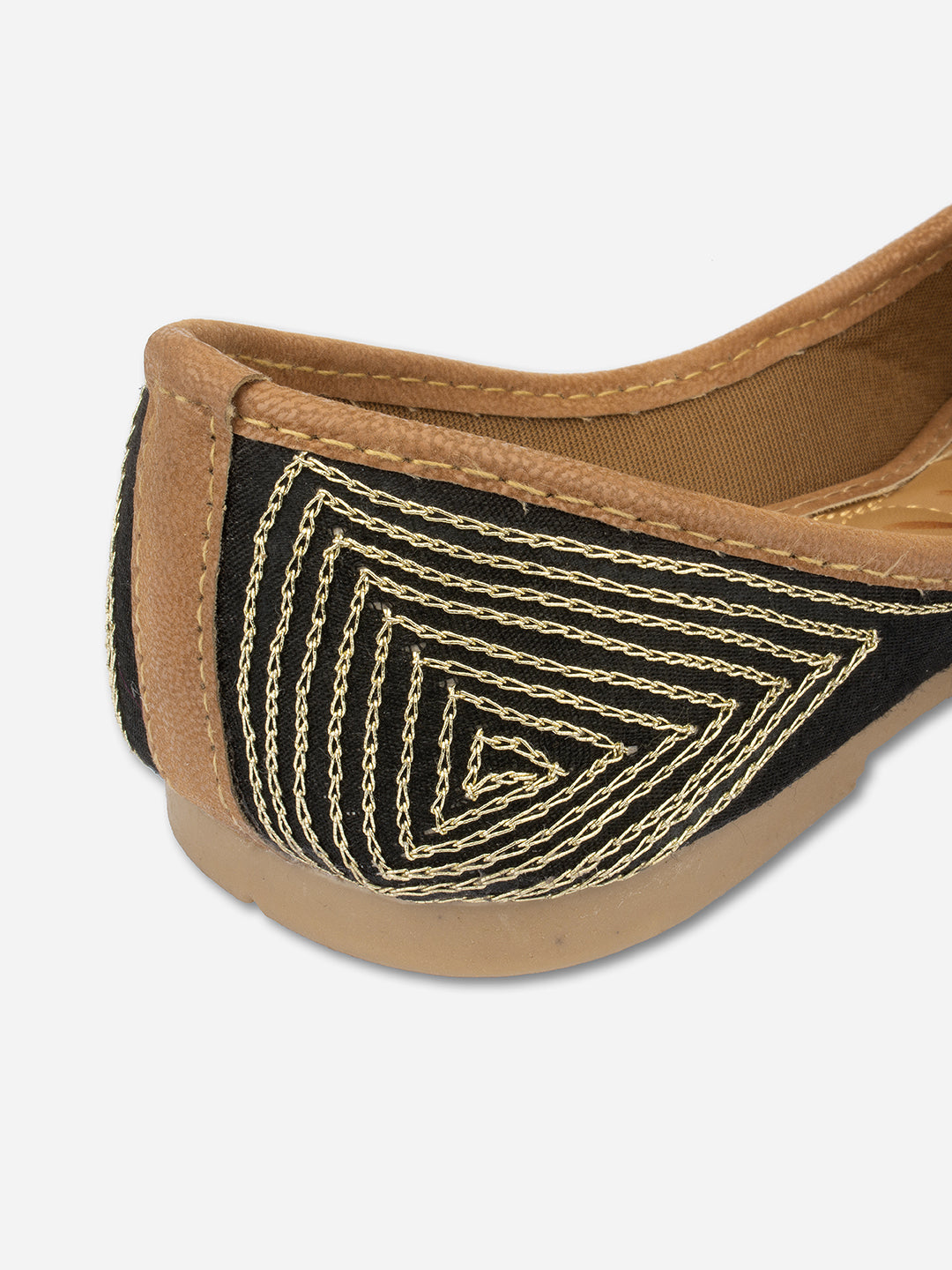 Desi Colour Women Indian Ethnic Footwear-Black Pearl Shine
