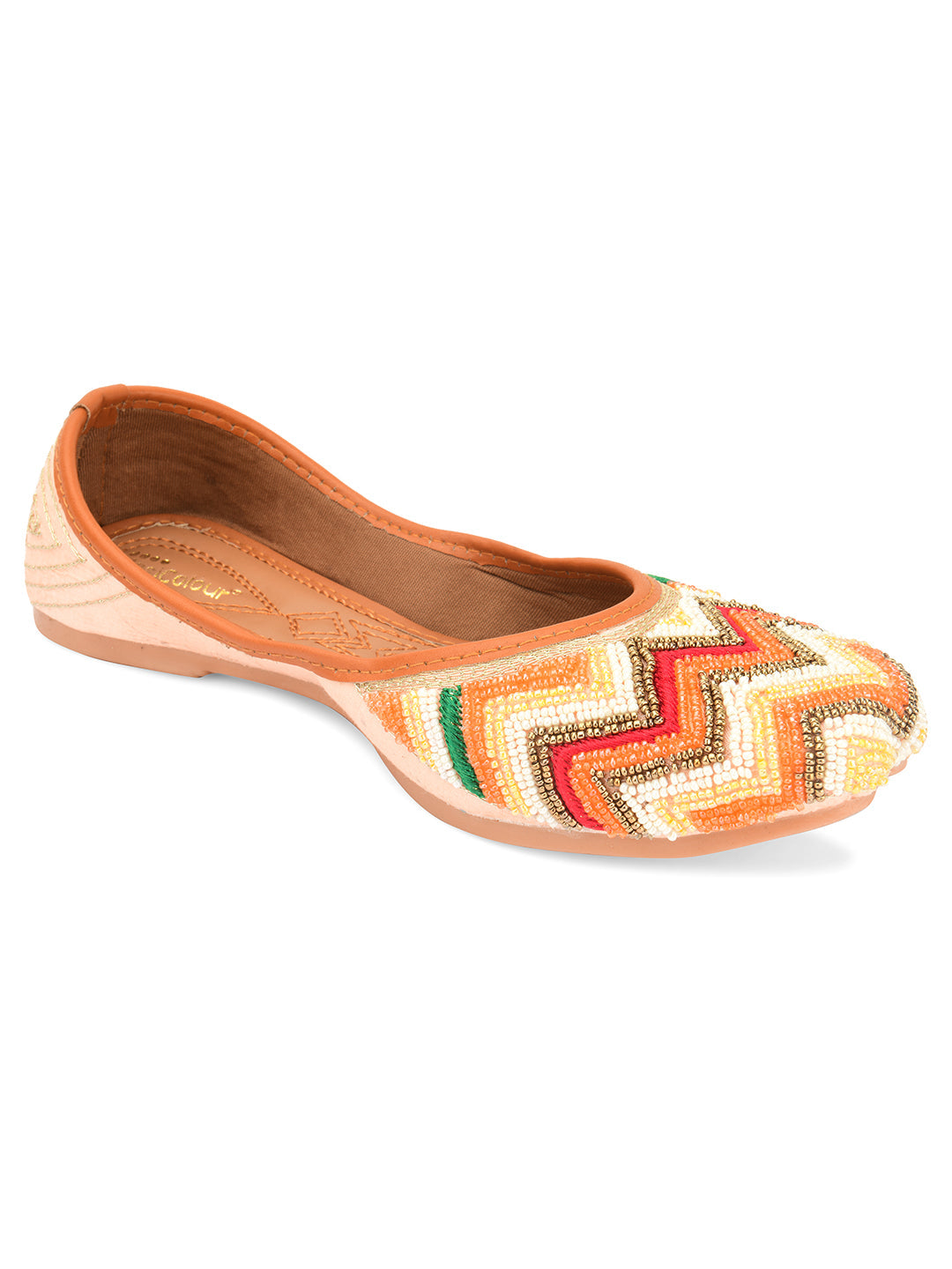 Desi Colour Women Indian Ethnic Footwear-Multi Pearl Chevron