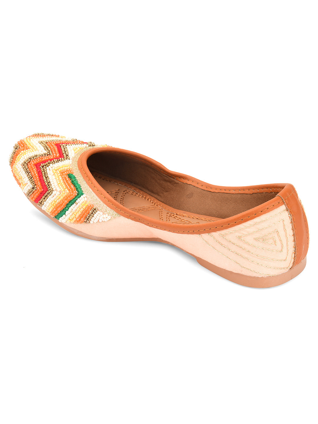 Desi Colour Women Indian Ethnic Footwear-Multi Pearl Chevron