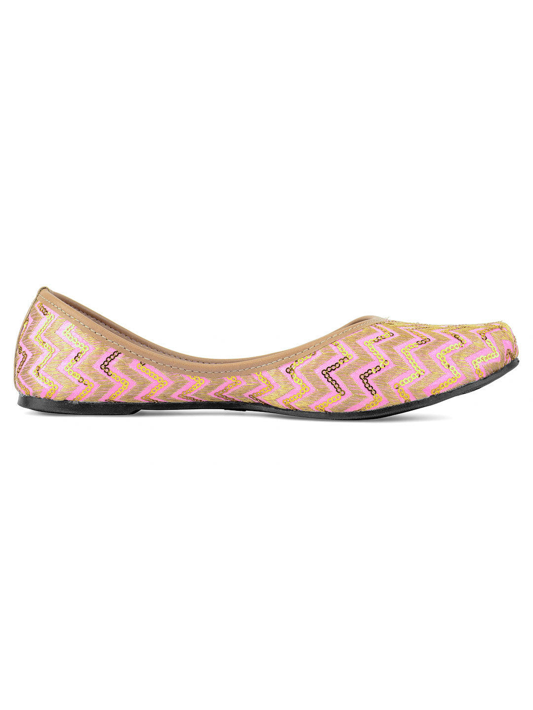 Desi Colour Women Indian Ethnic Footwear-Baby Pink Zigzag