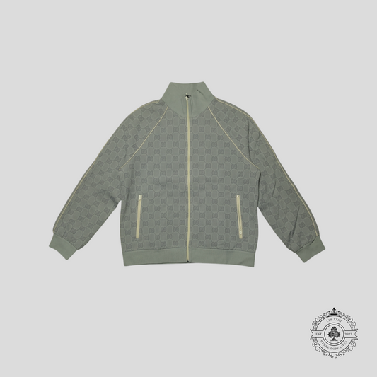 Gucci Tonal Jacquard Full Zip Jacket in Light Grey