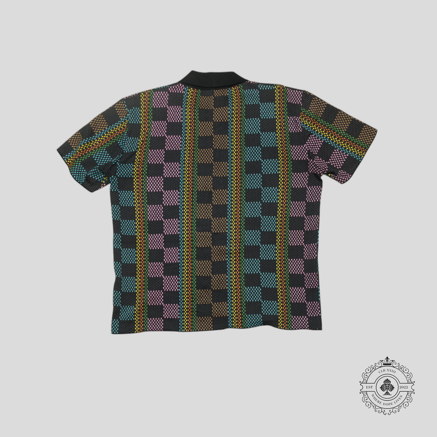 Louis Vuitton Damier Jacquard Pearl-Effect Button Up Knit Shirt