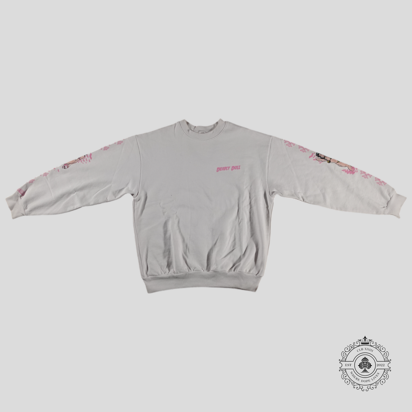 Chrome Hearts Deadly Doll Crewneck in White/Pink