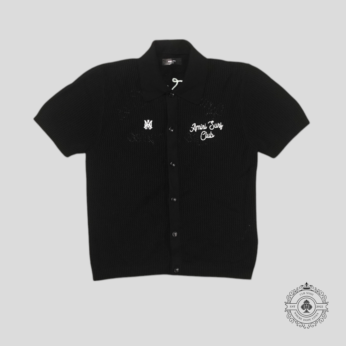 Amiri Surf Club Crochet Polo in Black