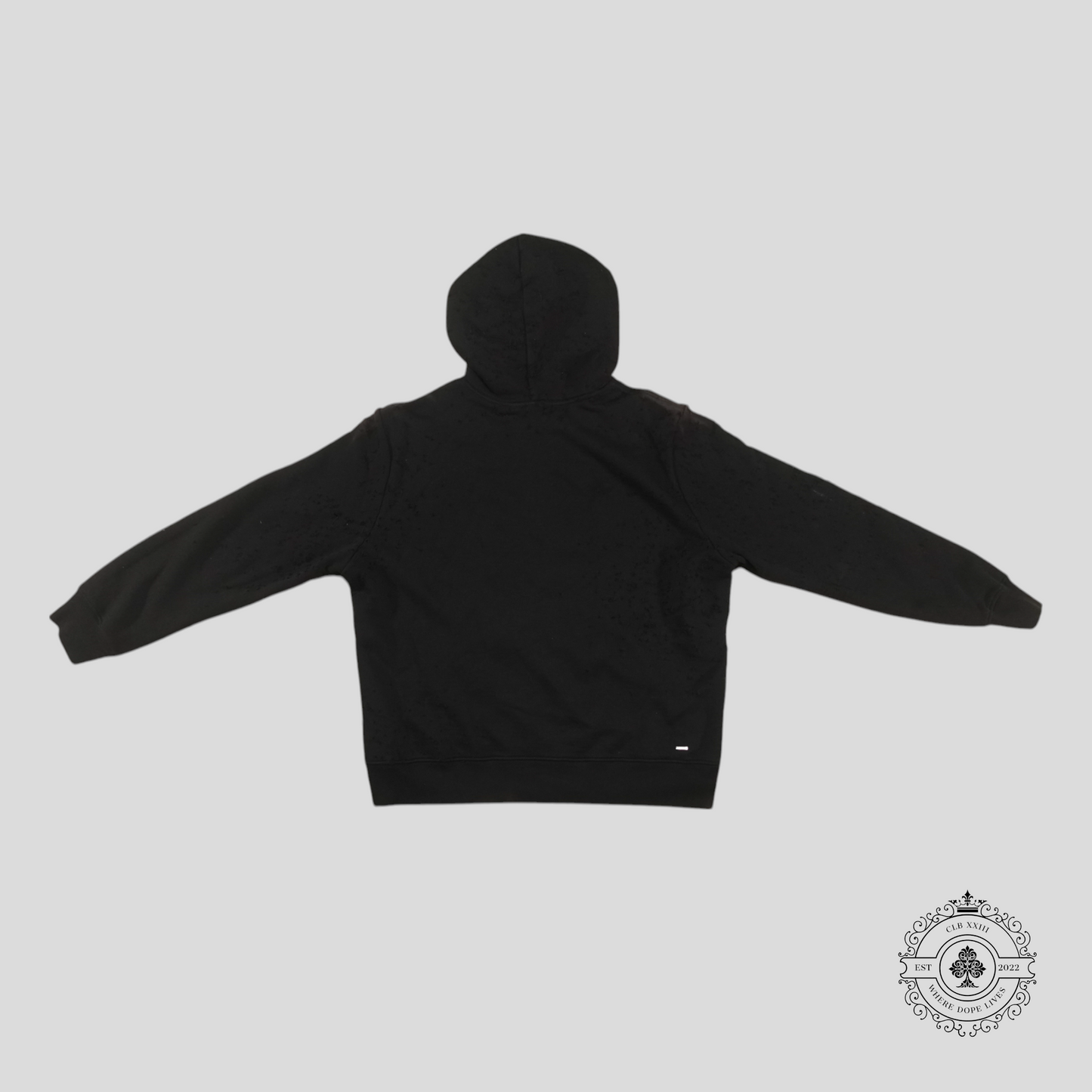 Amiri Shotgun Distressed Shoulder Bleached Zip Up Hoodie in Black