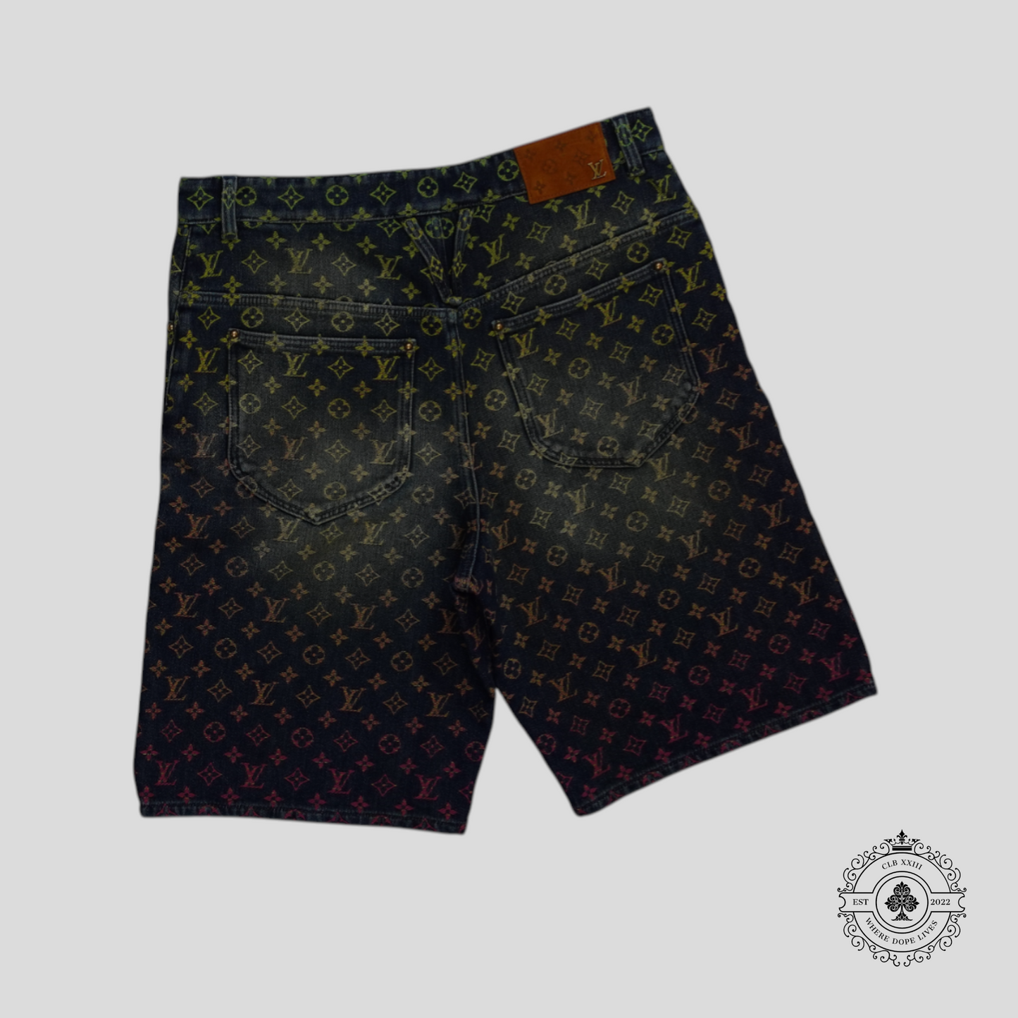 Louis Vuitton Rainbow Monogram Denim Shorts in Dark Wash