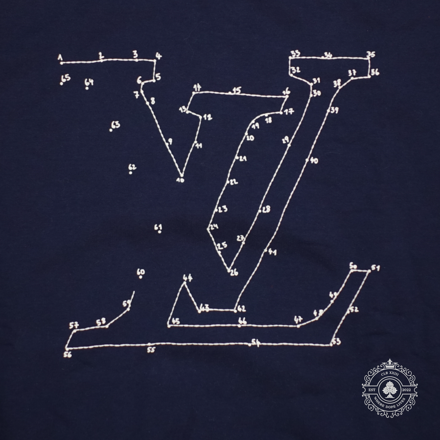 Louis Vuitton Stitch Print Embroidered Sweatshirt in Navy Blue
