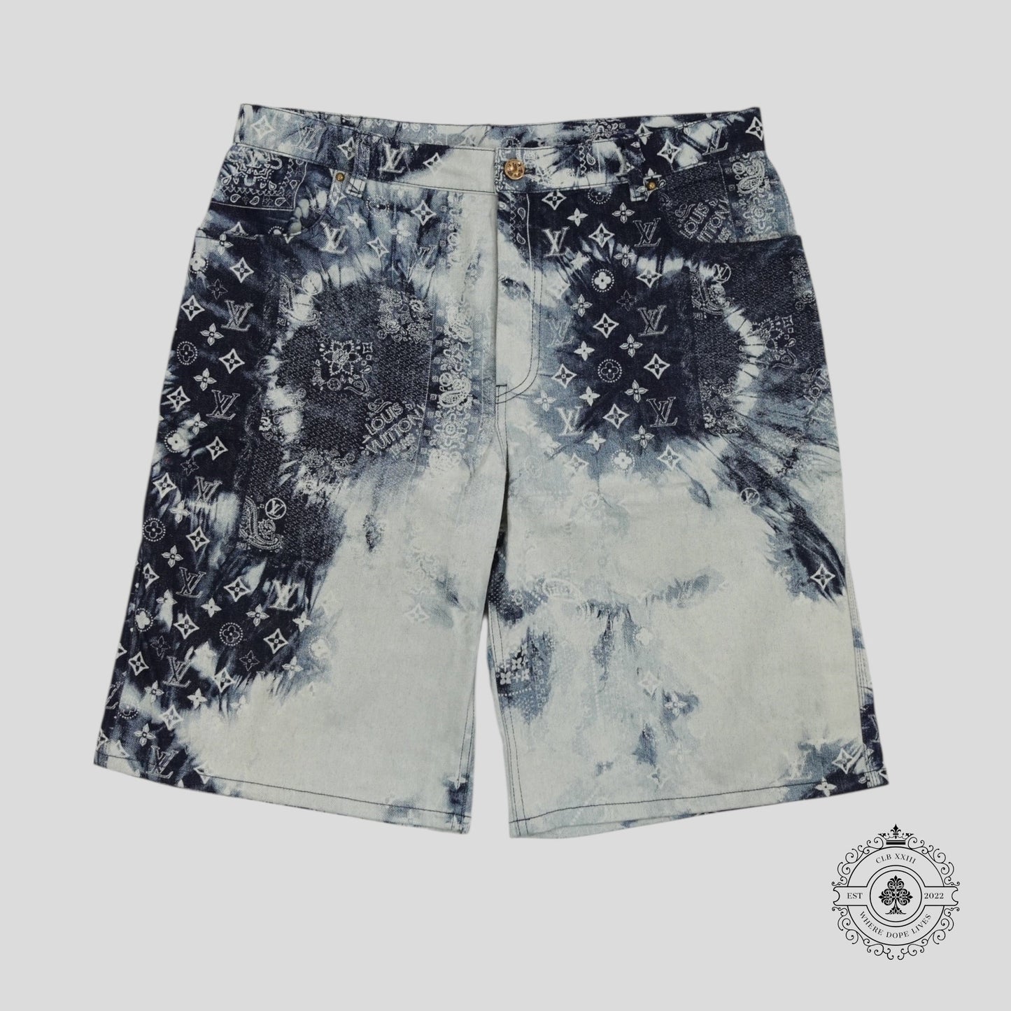 Louis Vuitton Monogram Bandana Denim Shorts in Blue