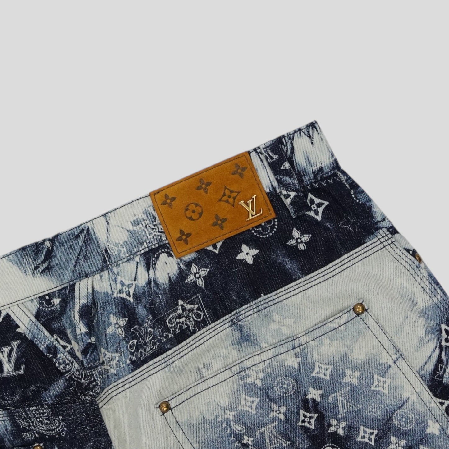 Louis Vuitton Monogram Bandana Denim Shorts in Blue