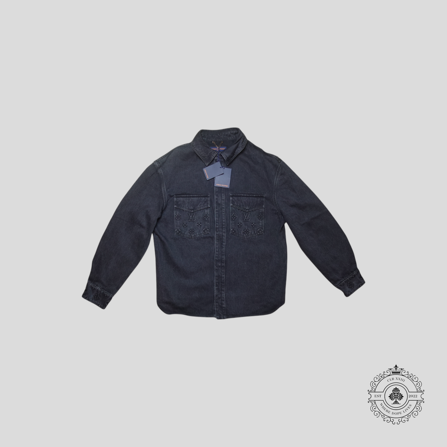 Louis Vuitton Monogram Embossed Casual Denim Overshirt in Black