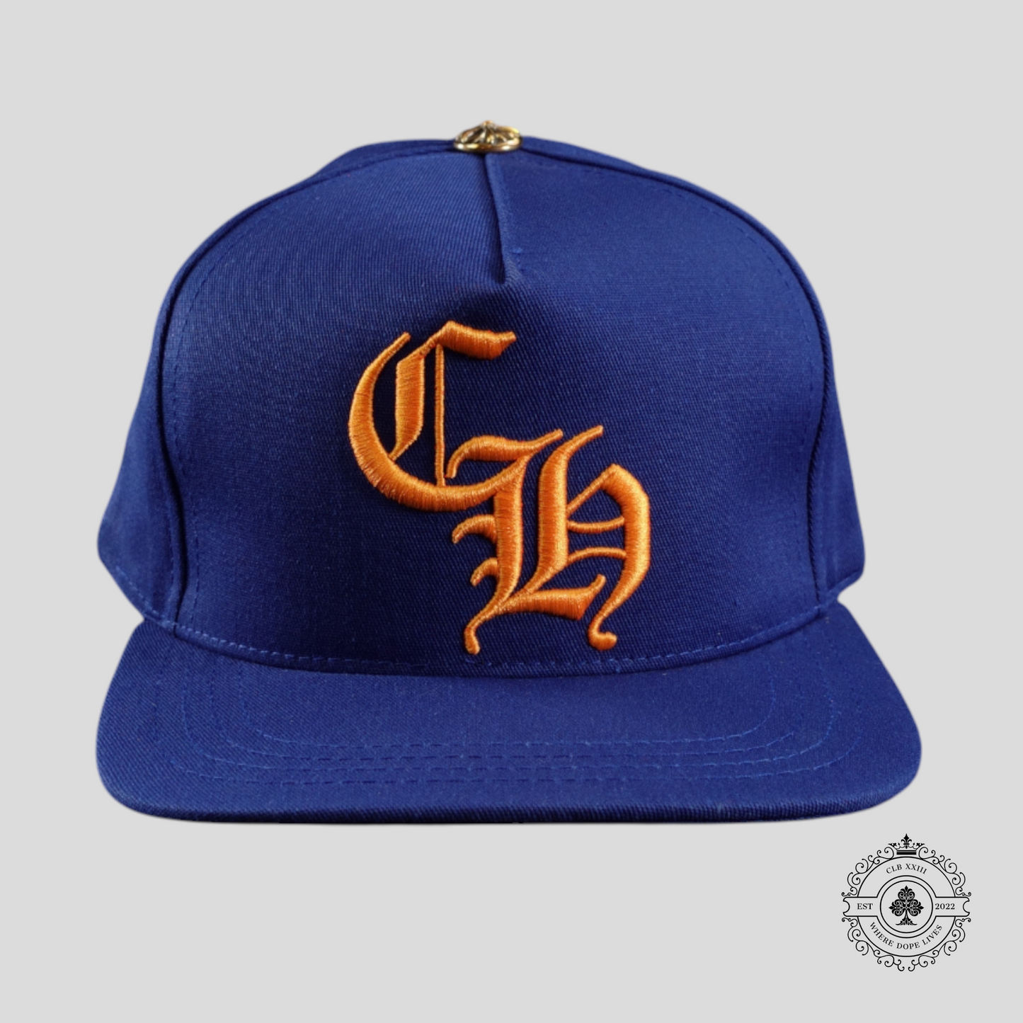 Chrome Hearts CH Embroidered Hat in Blue / Gold