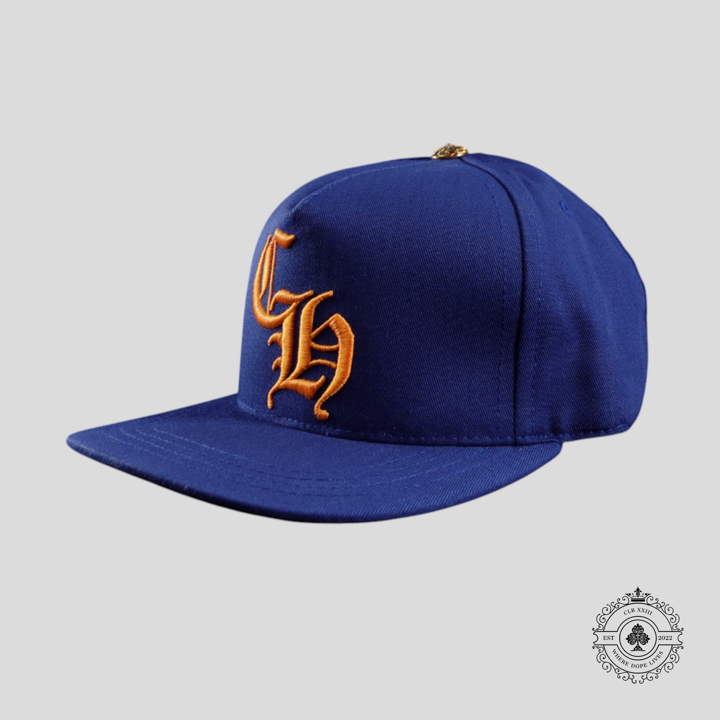 Chrome Hearts CH Embroidered Hat in Blue / Gold