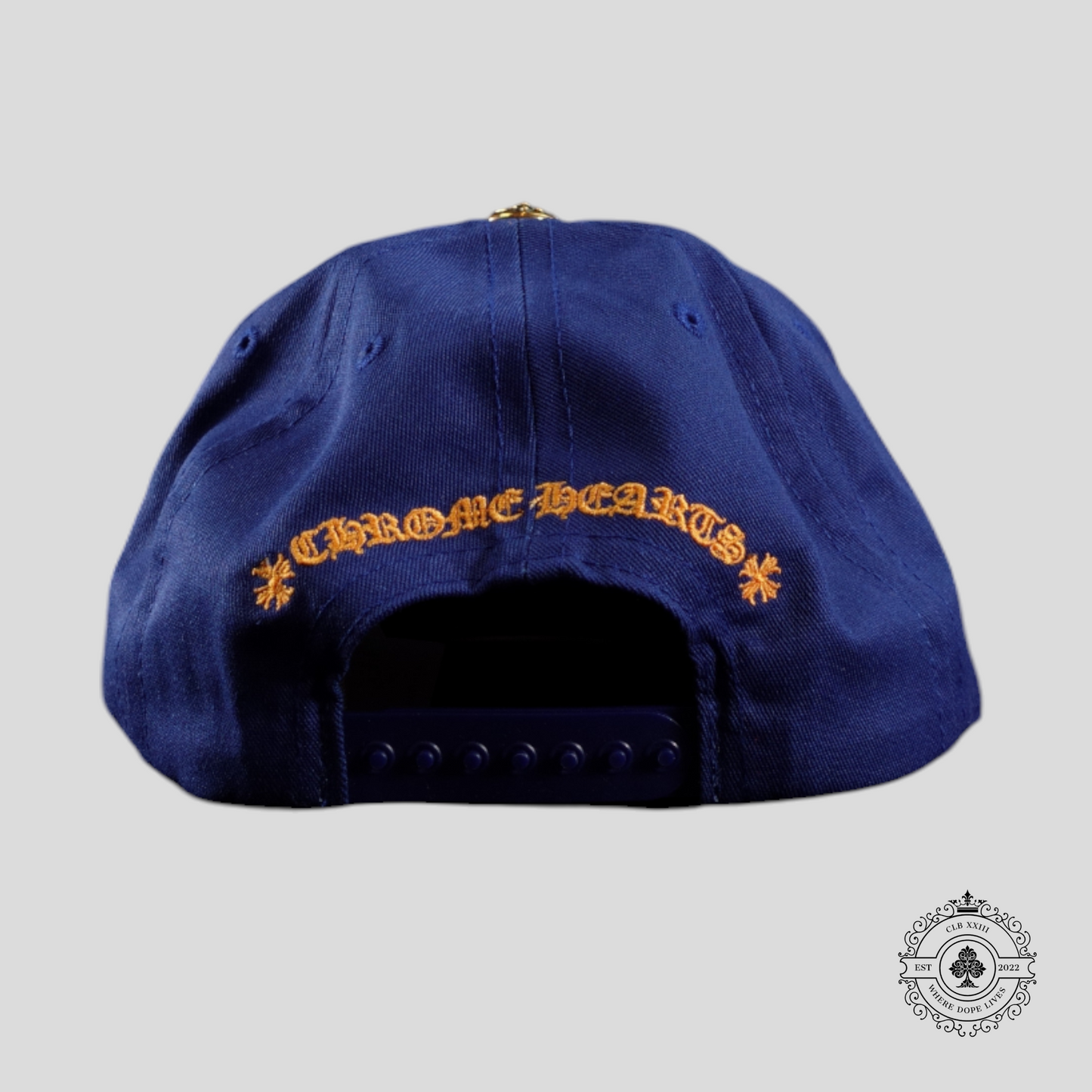 Chrome Hearts CH Embroidered Hat in Blue / Gold