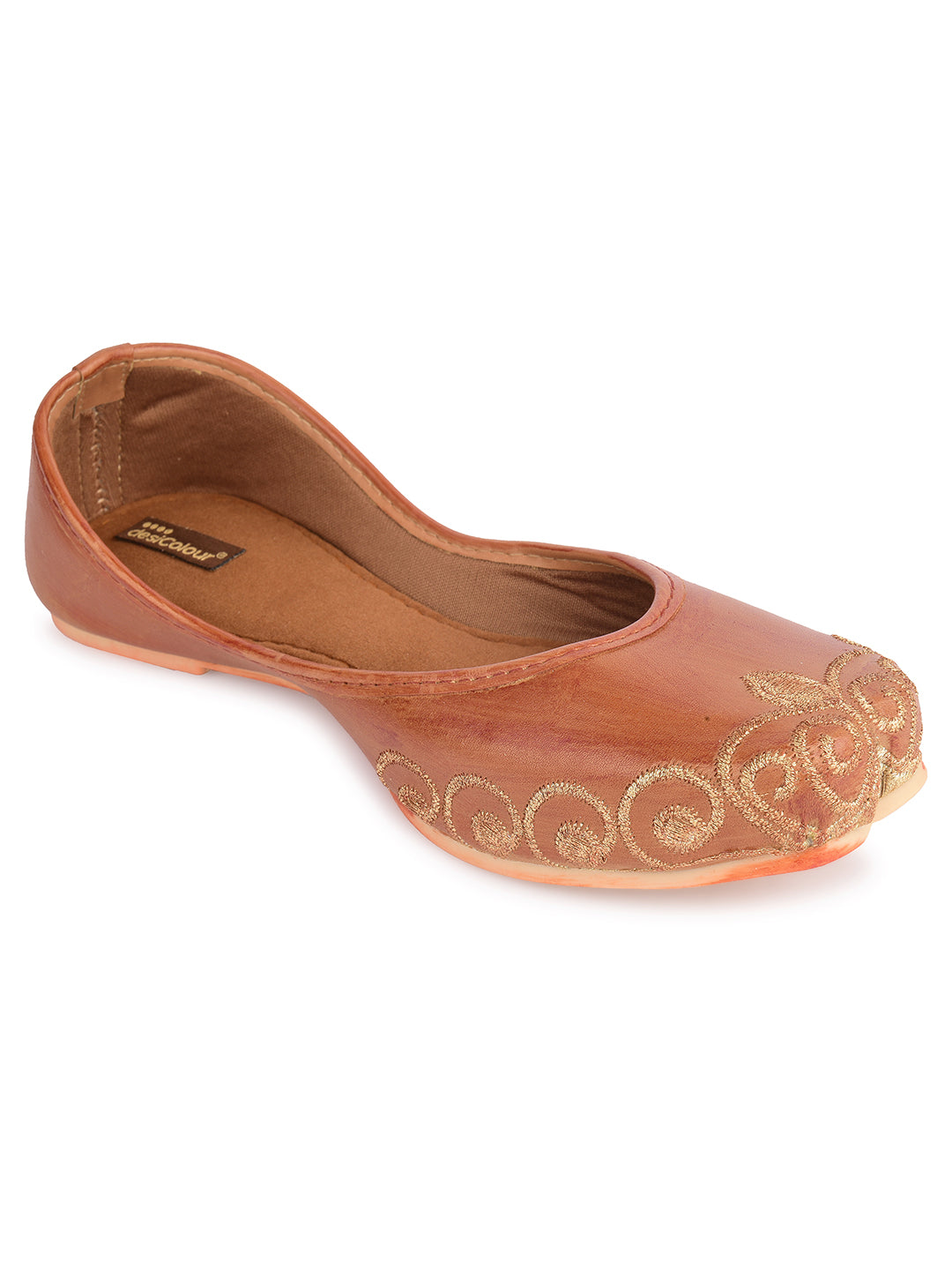Desi Colour Women Indian Ethnic Footwear-Polish-Light Brown 1