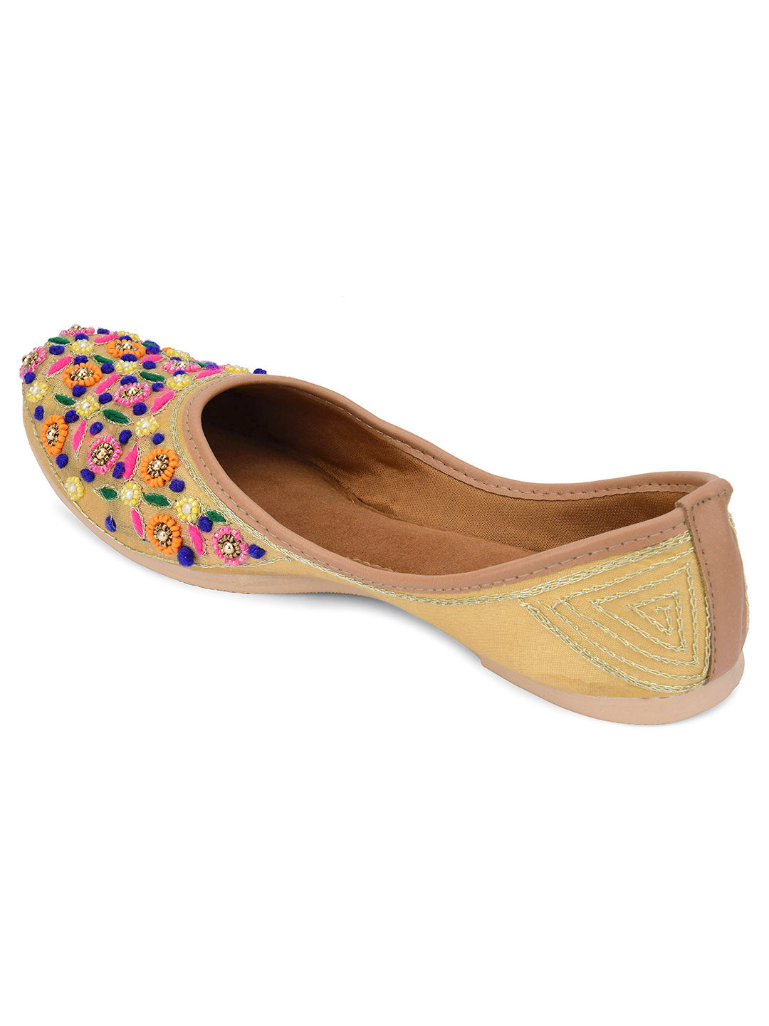 Desi Colour Women Indian Ethnic Footwear-Gold Multi