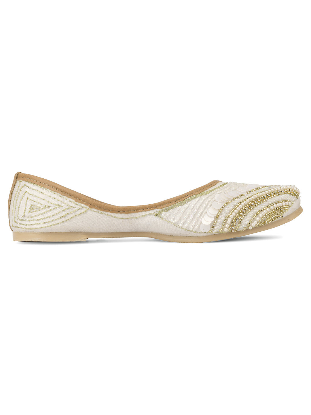 Desi Colour Women Indian Ethnic Footwear-White V Pearl
