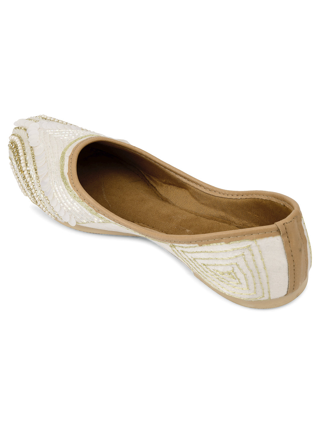Desi Colour Women Indian Ethnic Footwear-White V Pearl