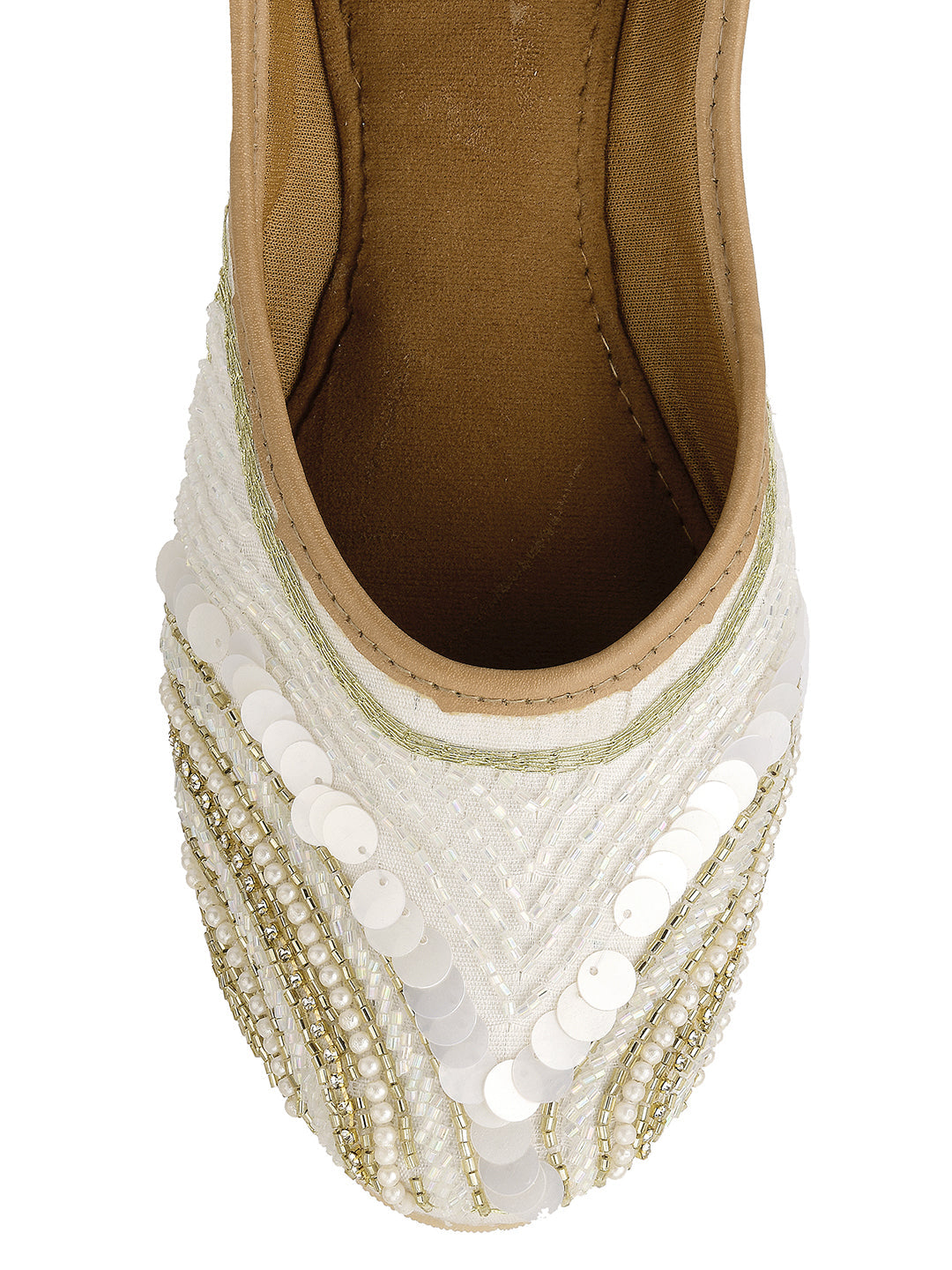 Desi Colour Women Indian Ethnic Footwear-White V Pearl