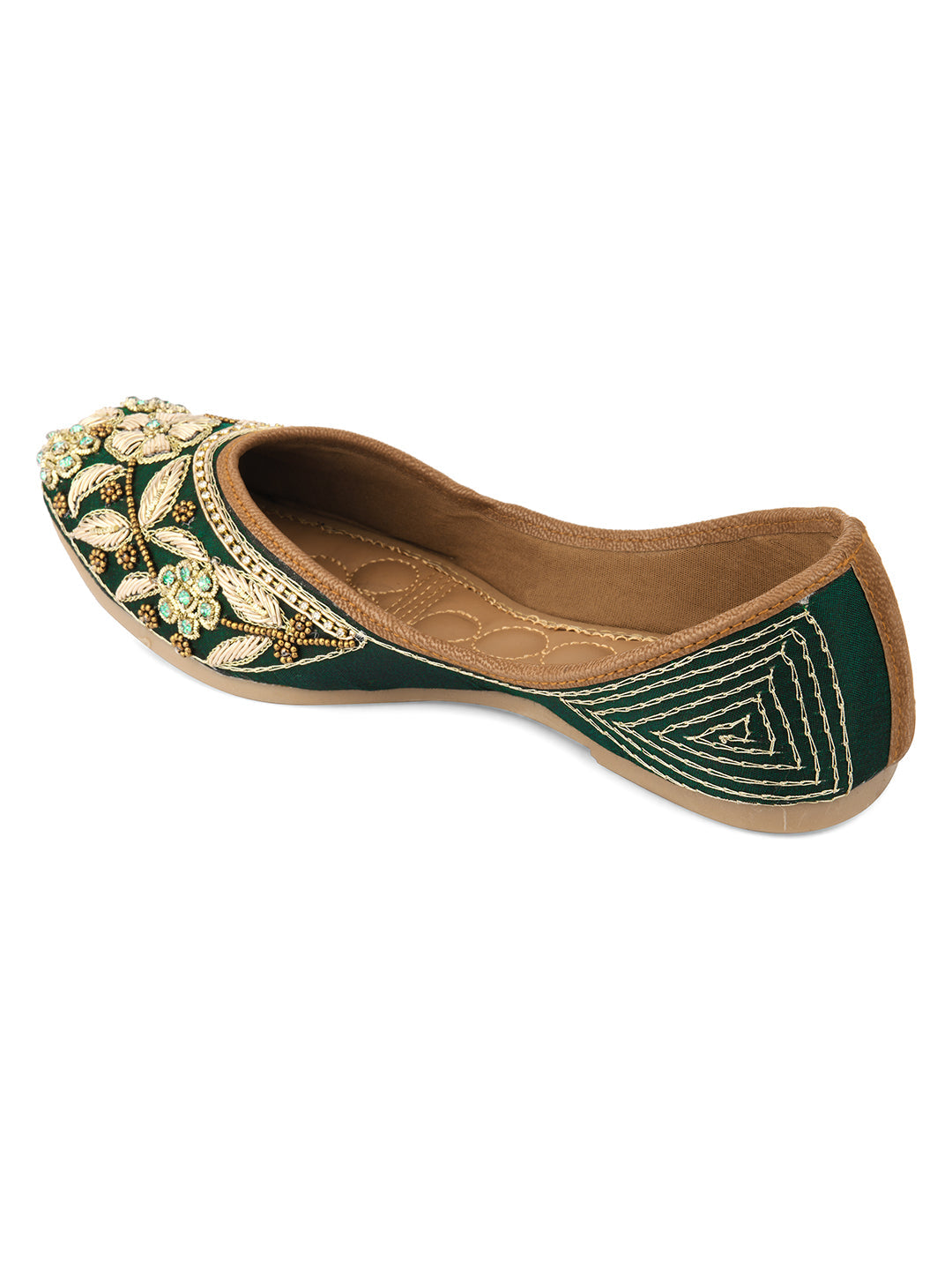 Desi Colour Women Indian Ethnic Footwear-Green Flower