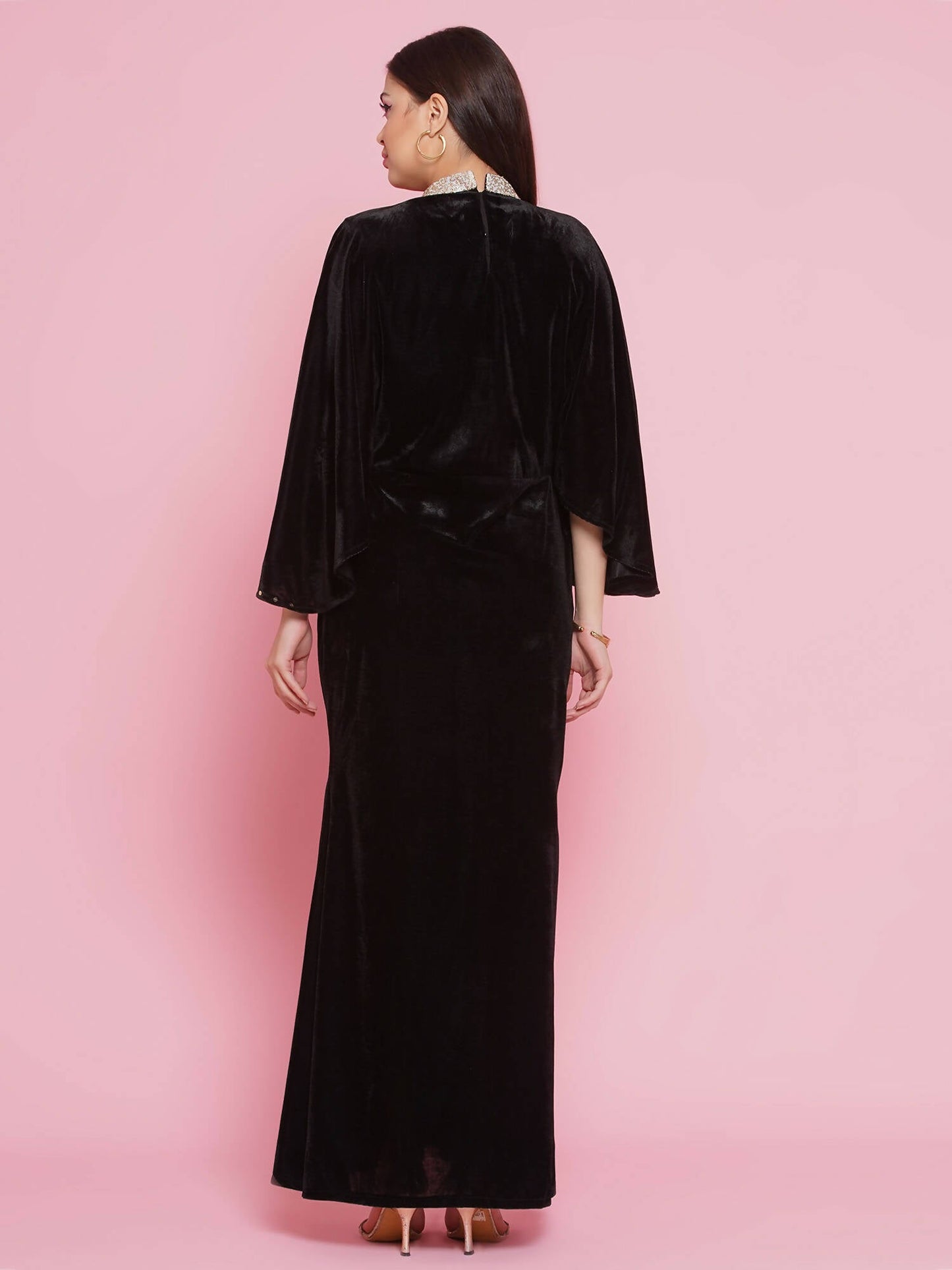 Women Republic Black Velvet Embellished Gown