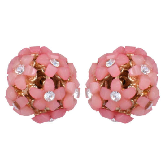 Trendoo Jewelry Gold-Polished Stylish Fancy Party Wear Pink Studs