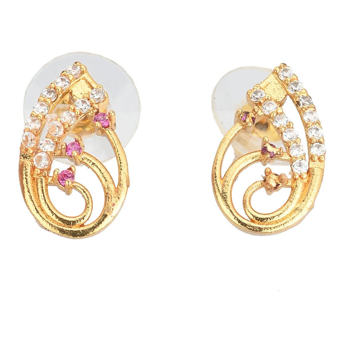 AanyaCentric Gold-Polished Short Mangalsutra Set with Earrings