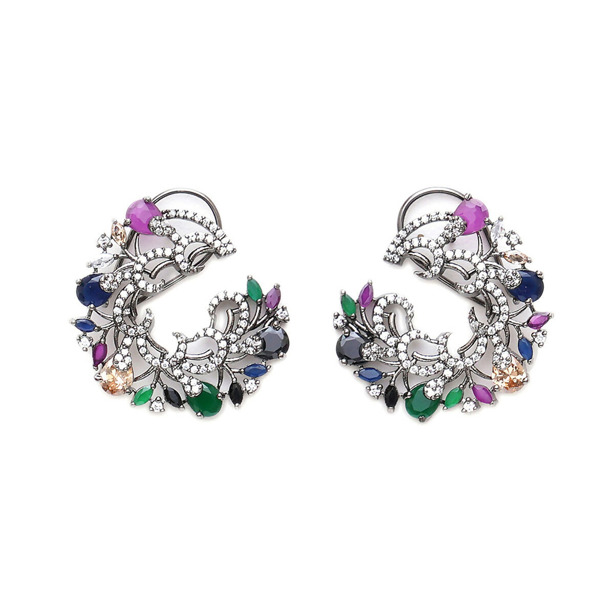 Multi Flower Oversized Stud Earrings- Ruby Raang