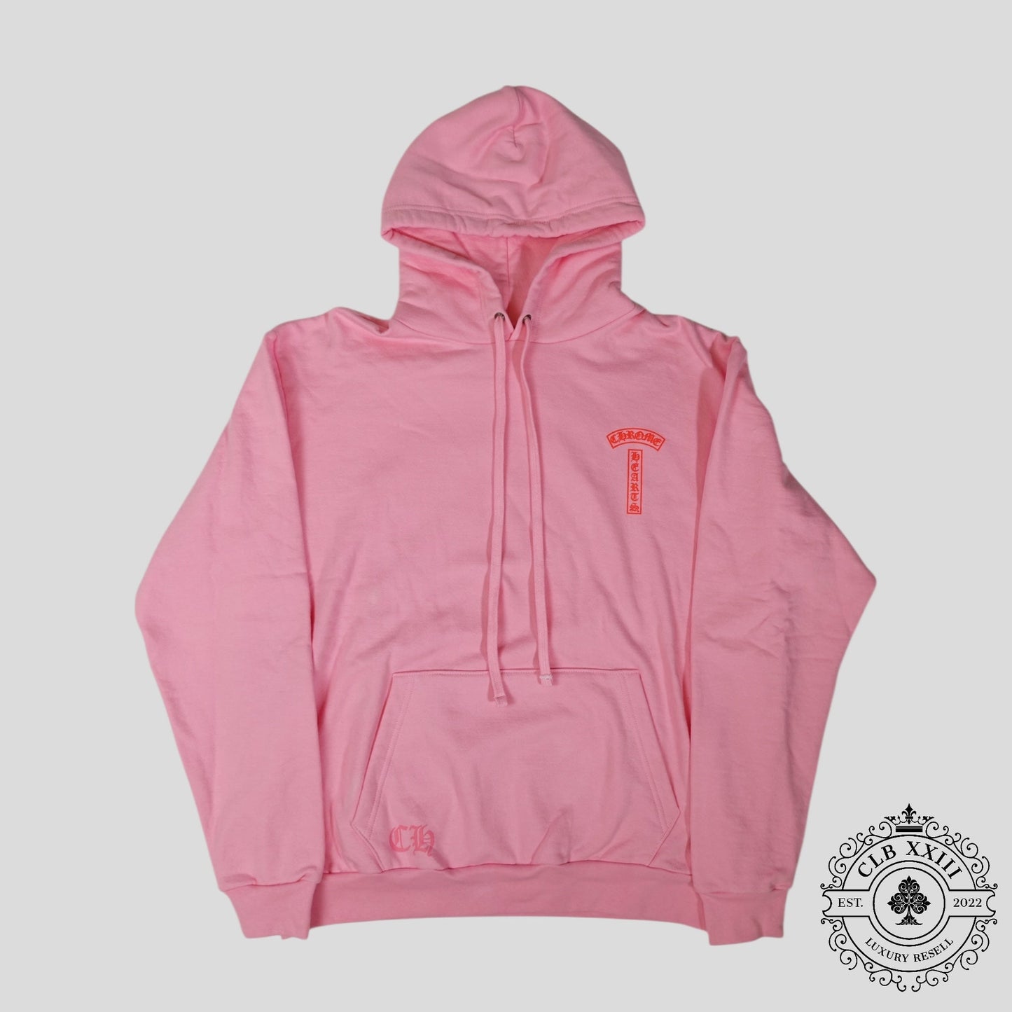 Chrome Hearts T Bar Logo Hoodie in Pink / Red