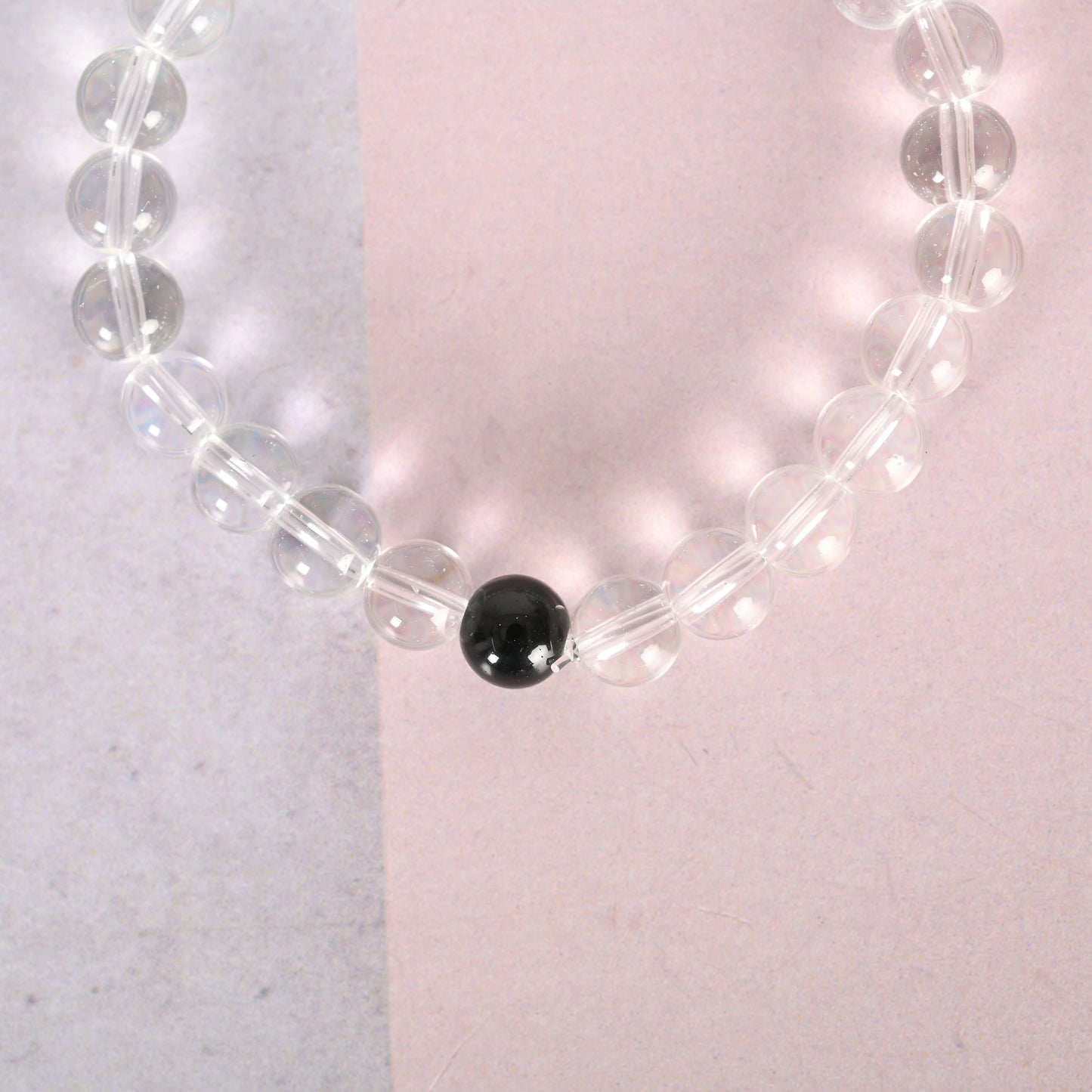 NVR Men & Women Transparent Beaded Elasticated Bracelet