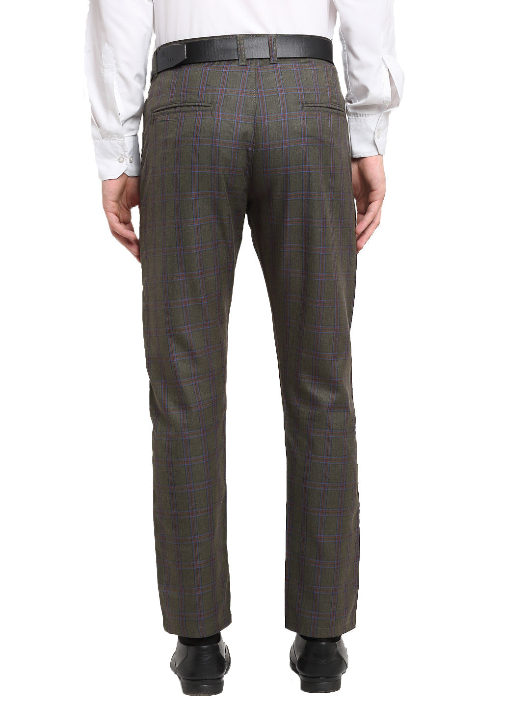 Jainish Men's Black Cotton Checked Formal Trousers ( FGP 267Charcoal )