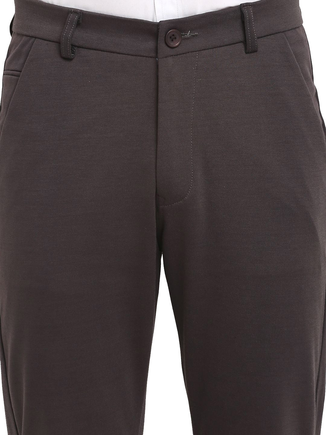 Jainish Men's Brown 4-Way Lycra Tapered Fit Trousers ( FGP 269Brown )