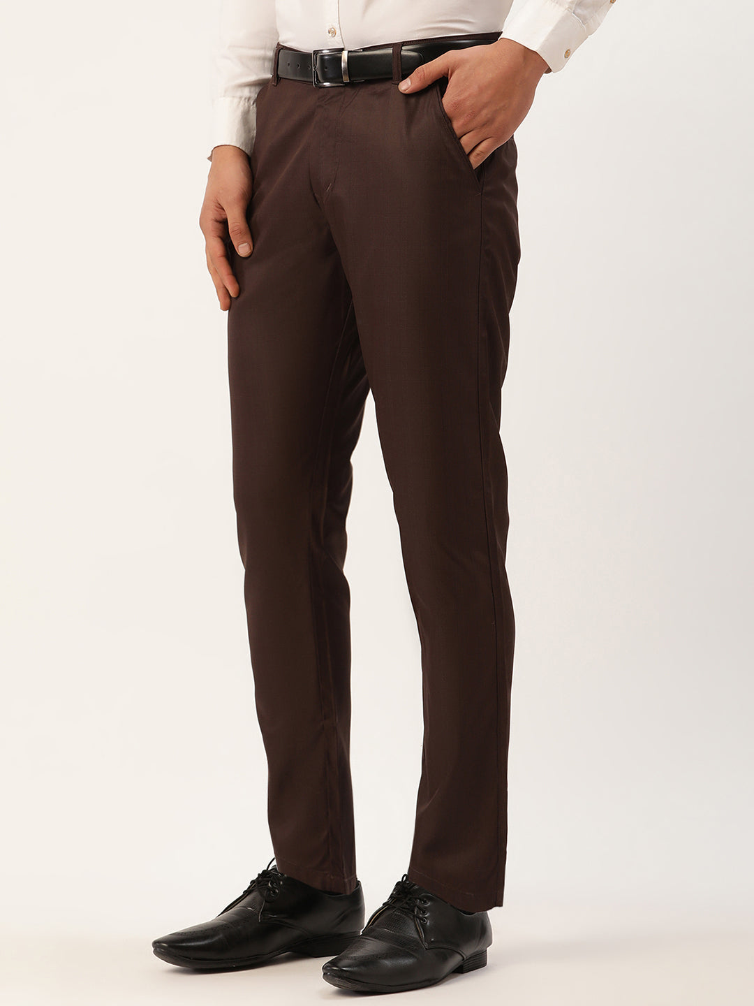 Jainish Men's Coffee Checked Formal Trousers ( FGP 270 Coffee )