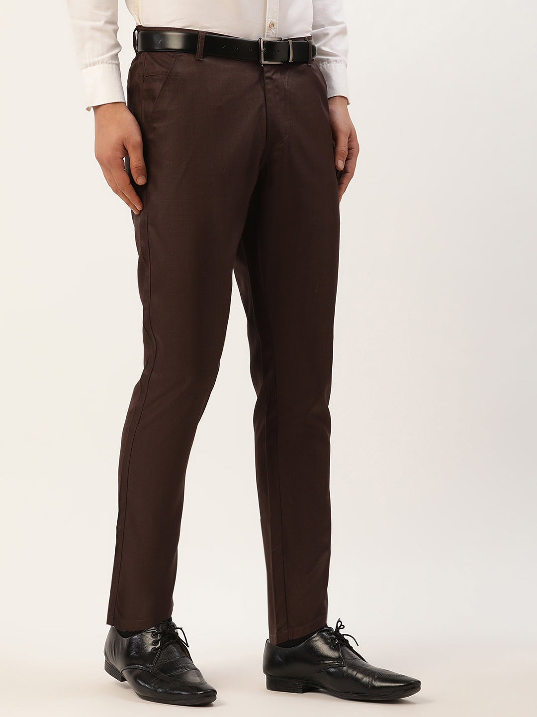 Jainish Men's Coffee Checked Formal Trousers ( FGP 270 Coffee )
