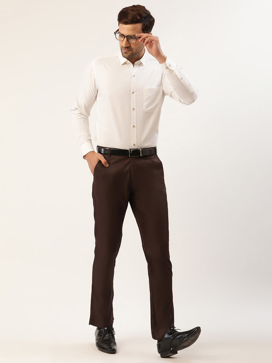 Jainish Men's Coffee Checked Formal Trousers ( FGP 270 Coffee )