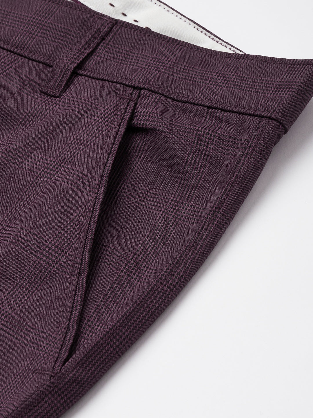 Jainish Men's Maroon Checked Formal Trousers ( FGP 270 Maroon )