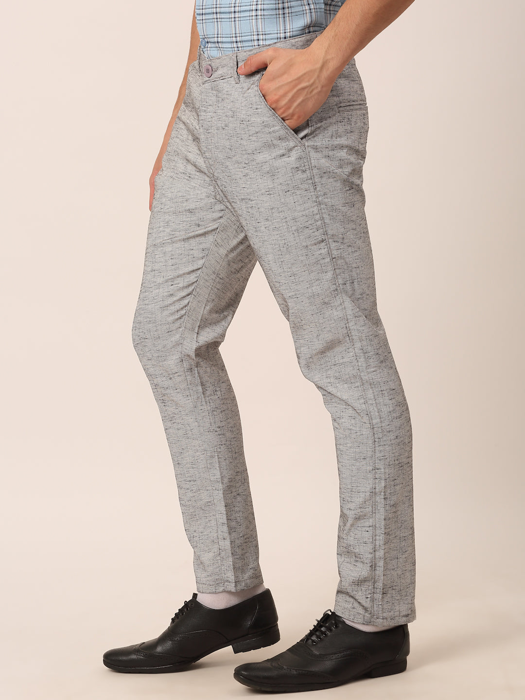 Jainish Men's Grey Linan Cotton Formal Trousers ( FGP 273 Grey )