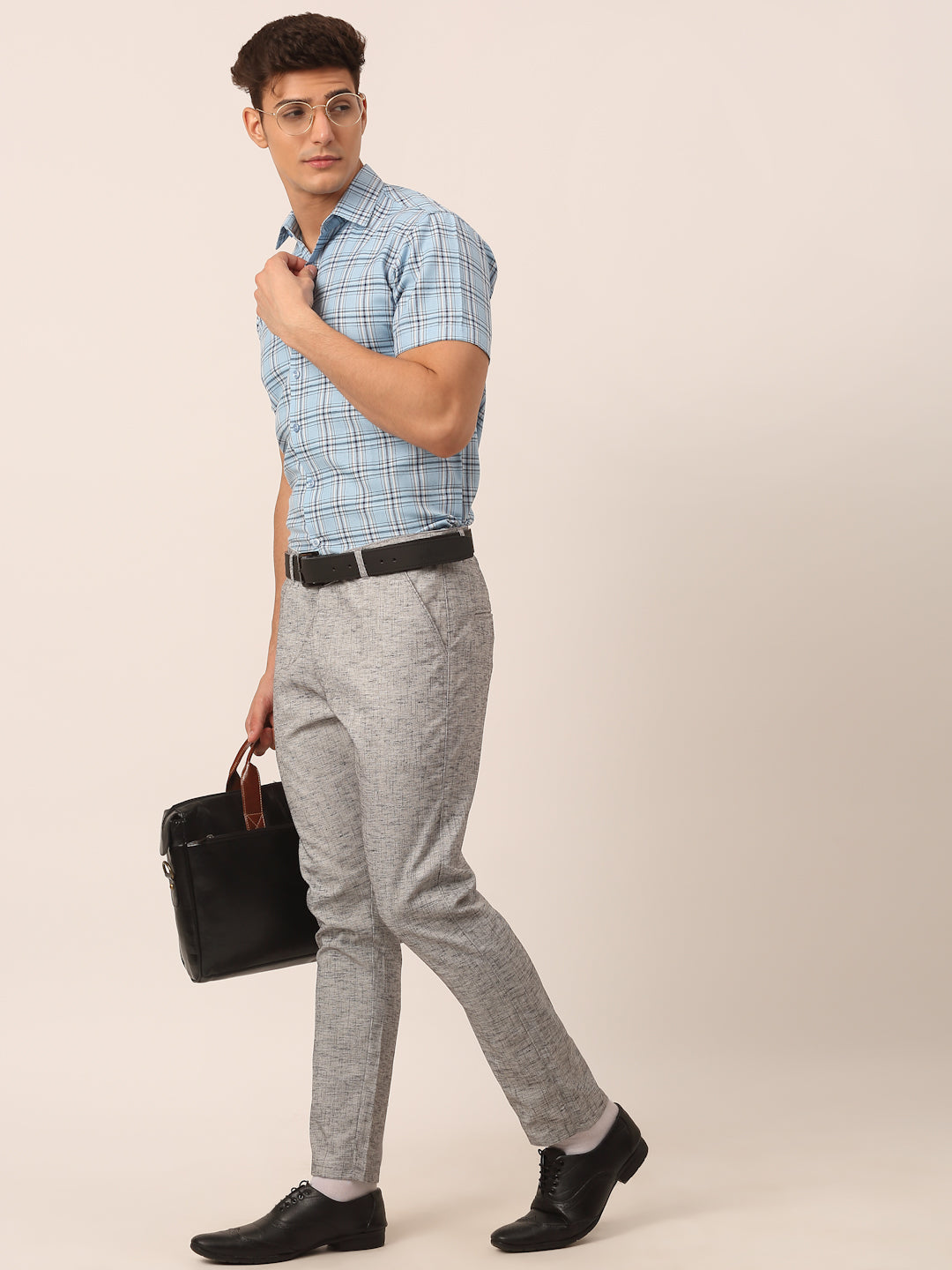 Jainish Men's Grey Linan Cotton Formal Trousers ( FGP 273 Grey )