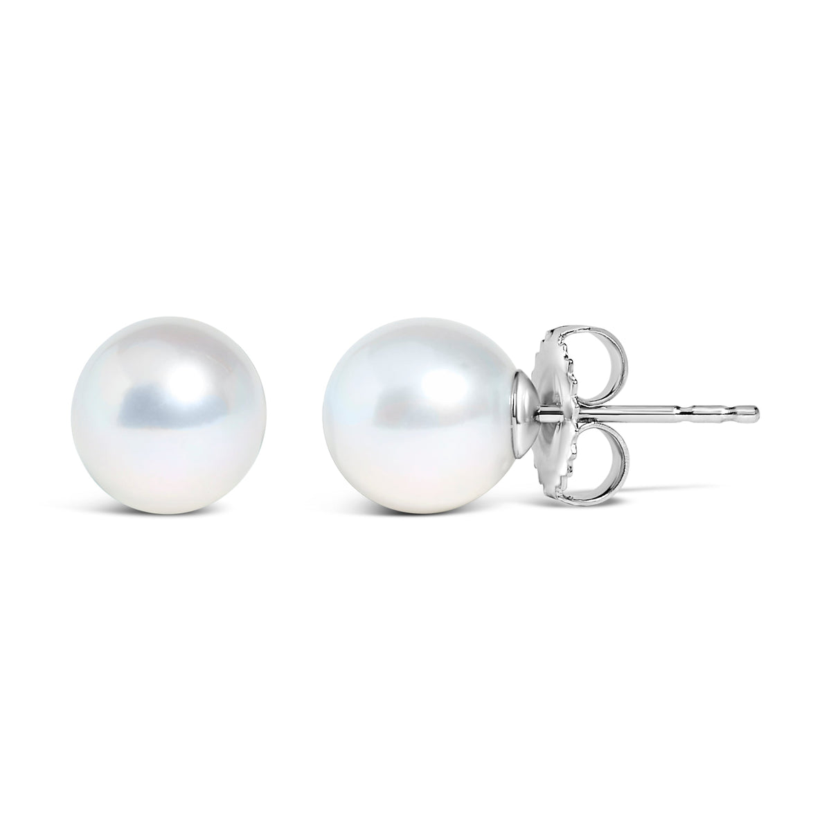 14k White Gold 5-5.5MM Akoya Cultured Pearl Solitaire Stud Earrings