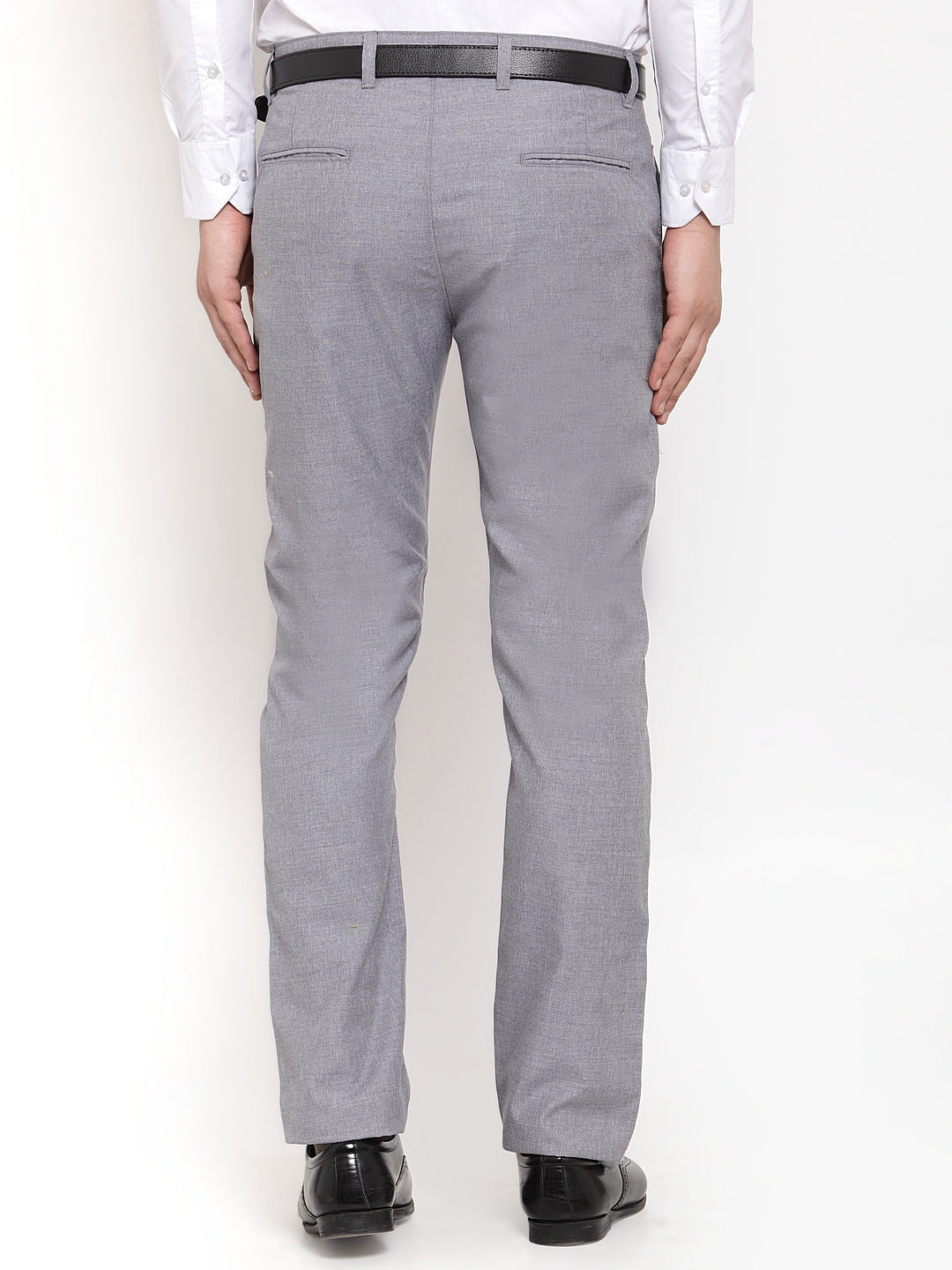 Jainish Men's Grey Cotton Solid Formal Trousers ( FGP 256Grey )
