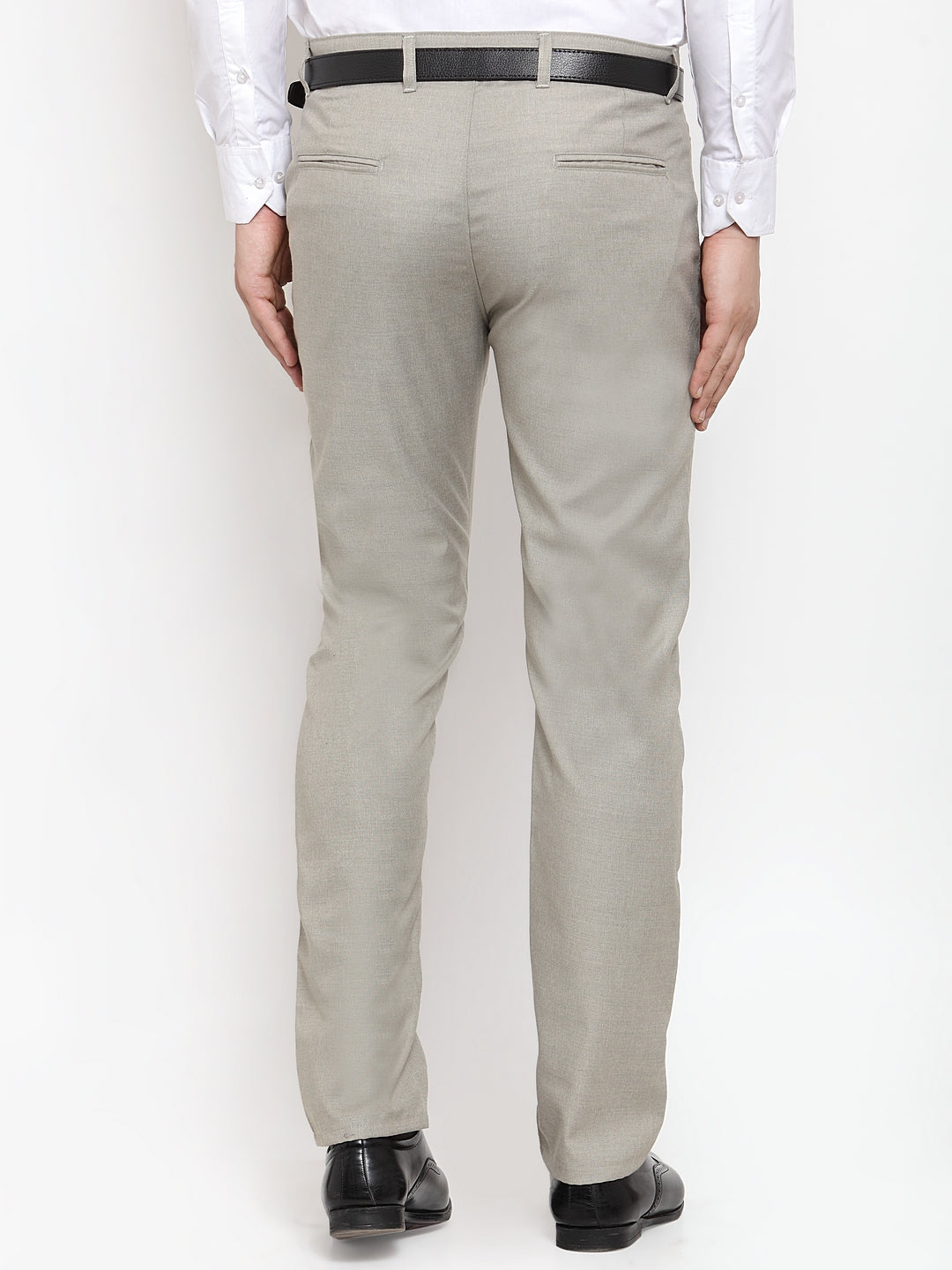 Jainish Men's Grey Cotton Solid Formal Trousers ( FGP 256Light-Grey )
