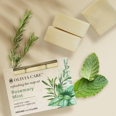 Olivia Care Rosemary Mint Bar Soap Set 5oz/3ct - New
