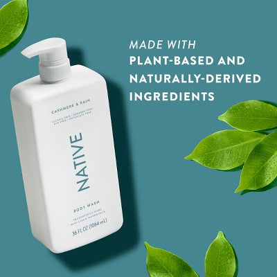 Native Body Wash Cashmere & Rain Sulfate Free with Pump 36 fl oz - New