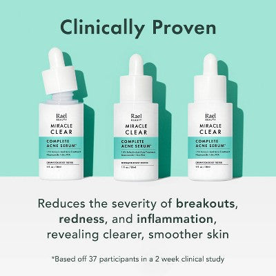 Rael Miracle Clear Complete Acne Treatment Face Serum 1oz - New