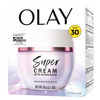 Olay Super Cream Face Moisturizer with Sunscreen SPF 30 1.7oz - Imperfect Box