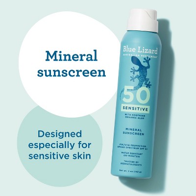 Blue Lizard Sensitive Mineral Sunscreen Spray SPF 50+ 5 oz - Imperfect Container