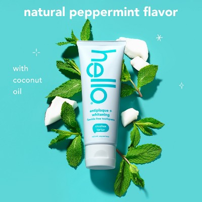 hello Antiplaque and Whitening Fluoride Free Toothpaste Natural Peppermint 5oz/2pk - Missing Box