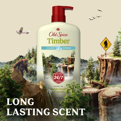 Old Spice Men's Body Wash Timber with Sandalwood 30 fl oz - Imperfect Container